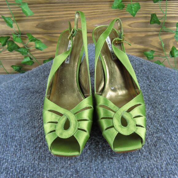 Via Spiga Women's Peep Toe Slingback Green Synthetic Pump 9.5 Gently Used 2025 - Picture 2 of 7